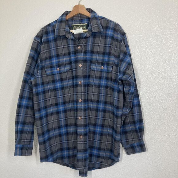 Field & Stream Shirt Mens XL Blue Gray Plaid Flannel Button Up Outdoor Workwear - Picture 3 of 16